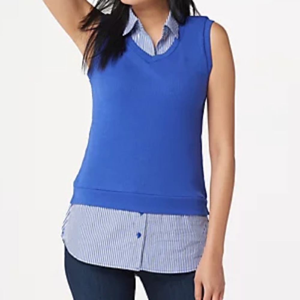 NWT - Kathleen Kirkwood Tank W/ Collar & Shirttail